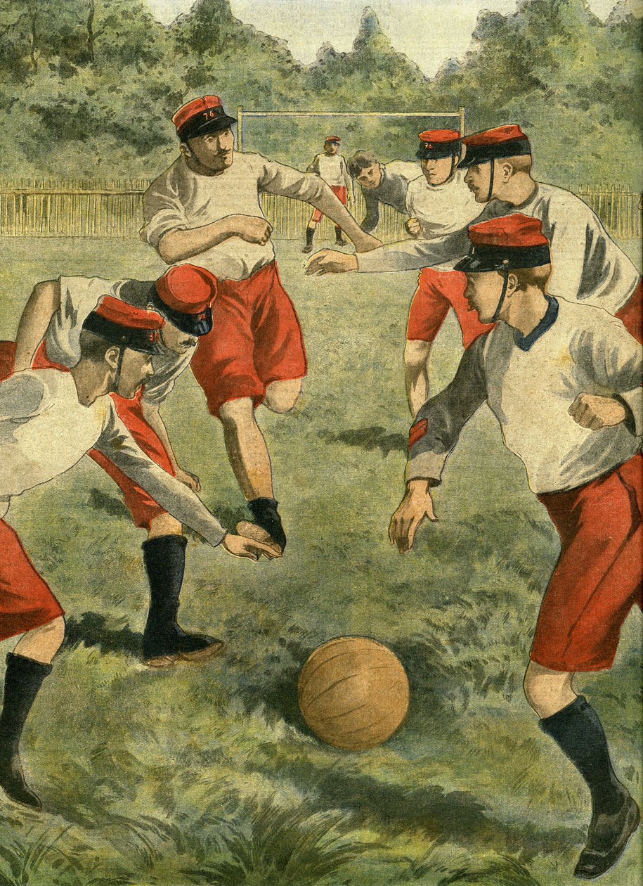 Modern sport a hadseregben: láblabda. Katonai labdarúgó rögbibajnokság létrehozása. Az első mérkőzést a Bois de Boulogne-ban, Bagatelle gyepen játszották a Regimental Athletic Sport Valmy és az Association ezred de C csapataival. alkotó: French School