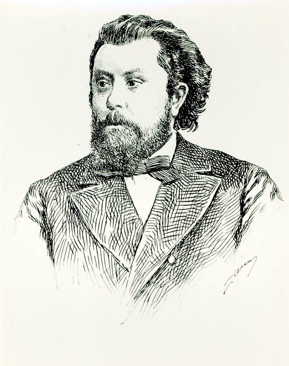 Modest Petrovich Moussorgsky (1835-81), Albert Soubies illusztrációja az LHistoire de la Musique en Russie című művéből, Párizsban, 1898. alkotó: French School