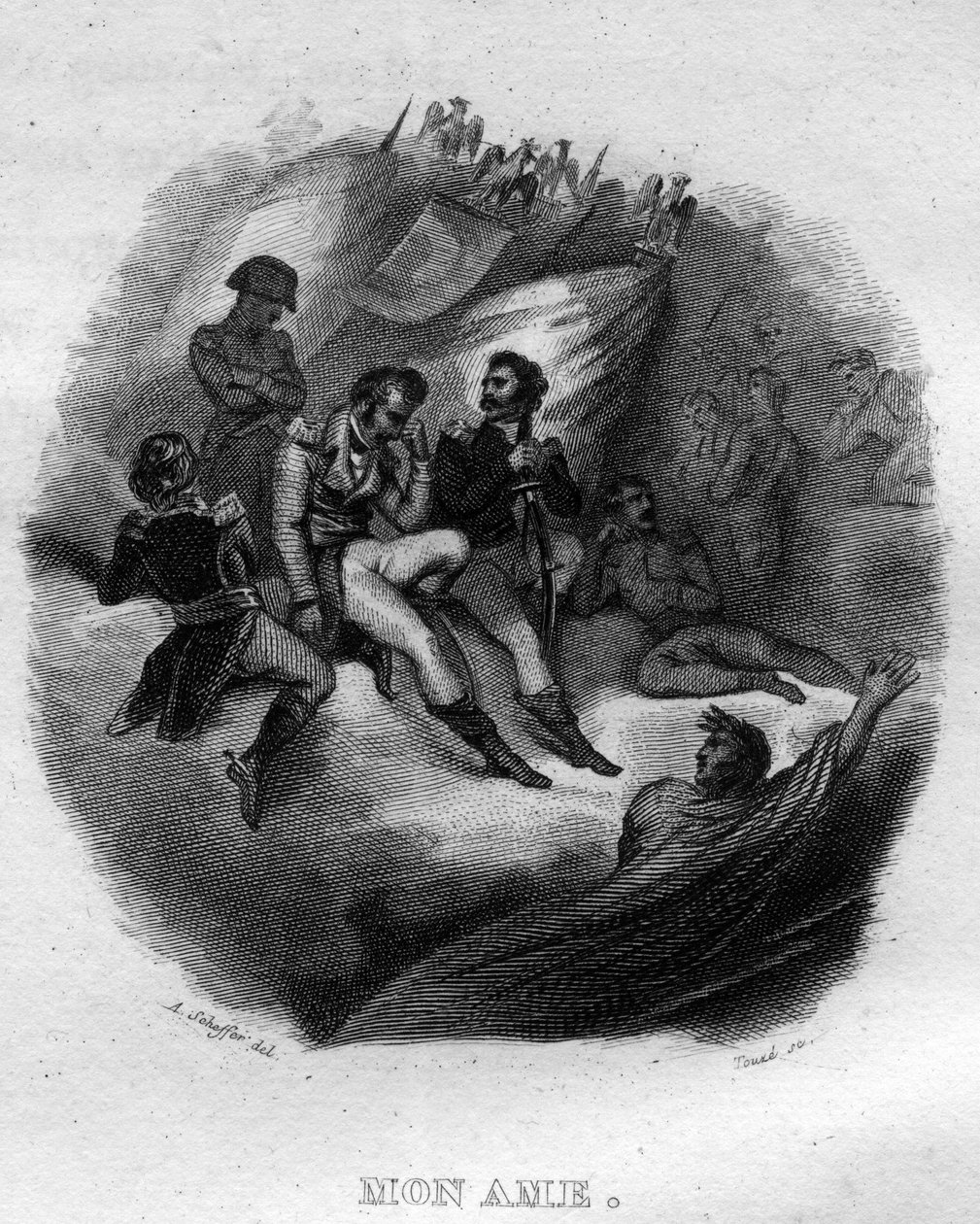 Mon soul Chanson de Beranger Pierre Jean de Beranger (1780-1857) francia költő és dalszerző „Az életmű befejeződik” című művében (1834). alkotó: French School