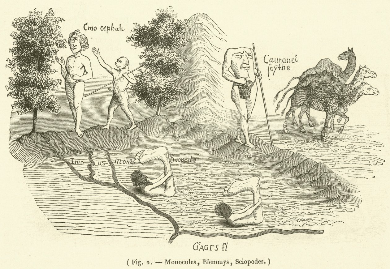 Monocules, Blemmys, Sciopodes (metszet) alkotó: French School