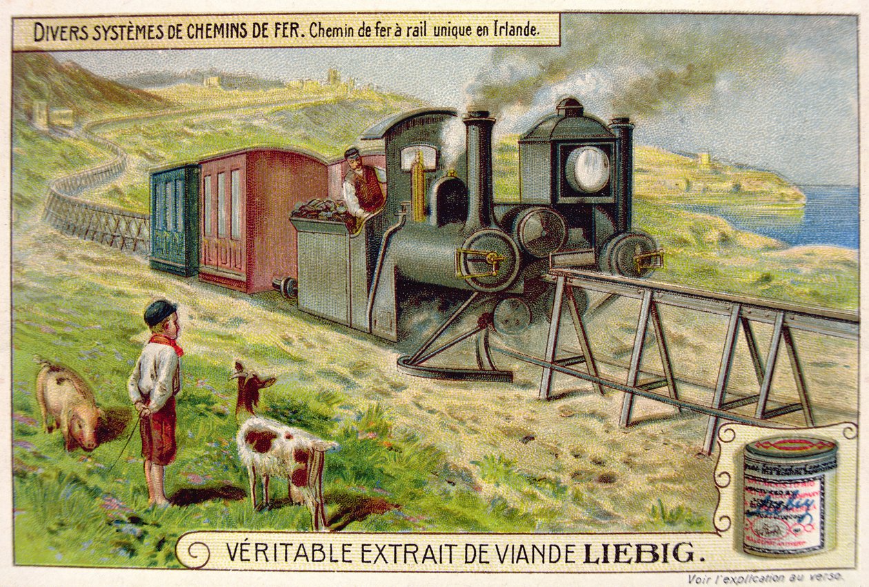 Egysínű vonat Eire-ben, a Veritable Extrait de Viande Liebig reklámkártyája alkotó: French School