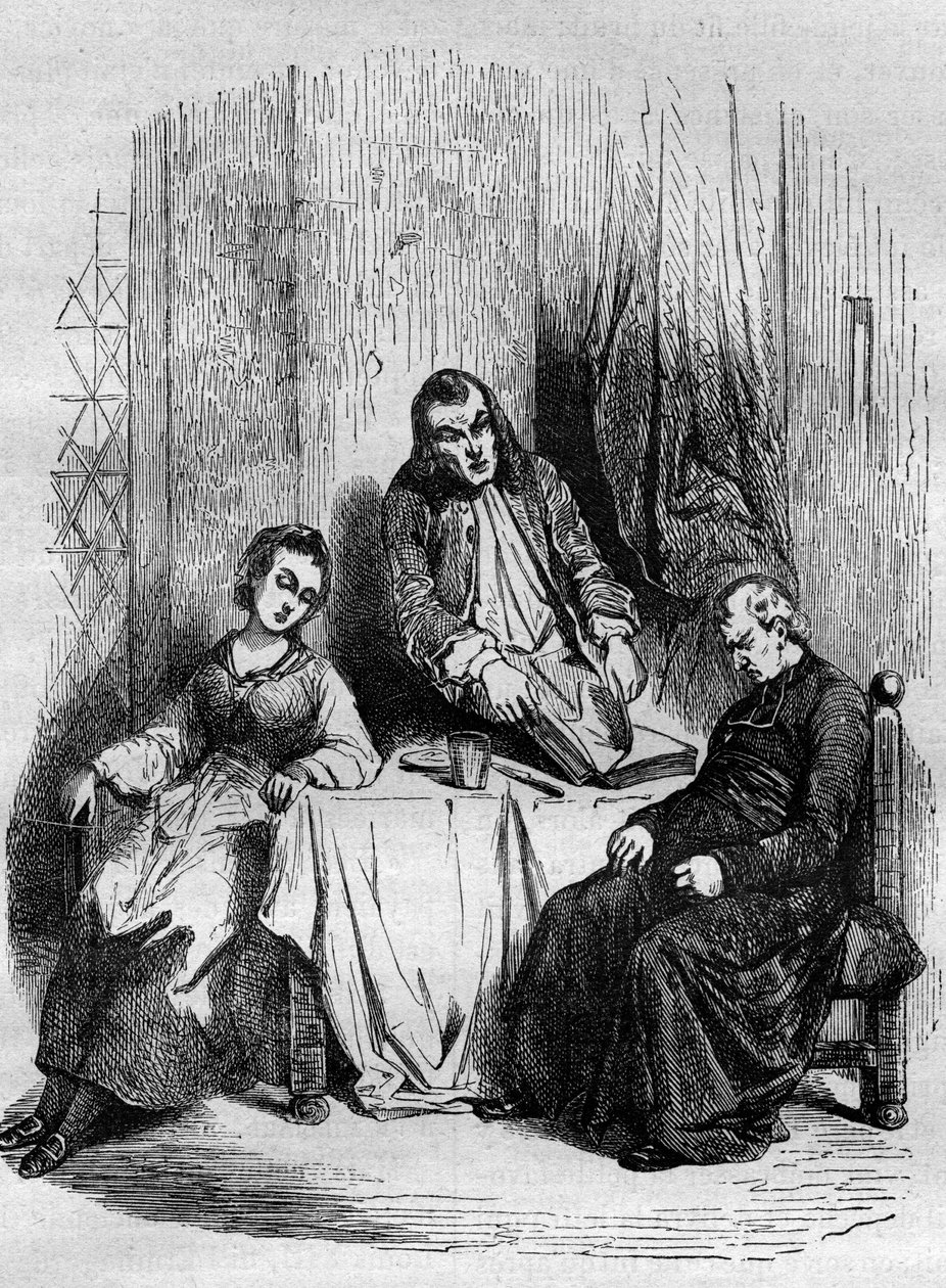 Monsieur De Breteuil, Limousin intendánsa felügyeli a Dubois plébános és leendő bíboros által vezetett plébániai anyakönyveket. Dr. Th. „A prostitúció és a kicsapongás története a világ minden népében az ókortól napjainkig” című metszete. -F. Debra alkotó: French School