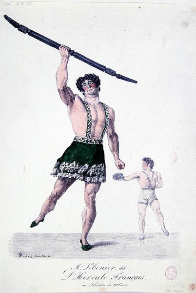 Monsieur Lebenier, a "francia Herkules", 1820-30 körül (színes litográfia) alkotó: French School