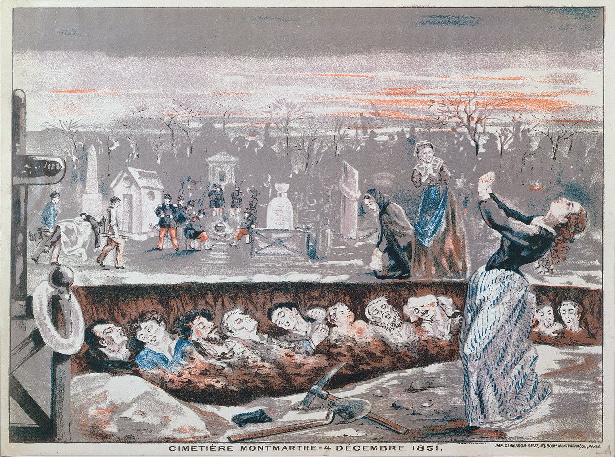 Montmartre-i temető, 1851. december 4. (színes litográfia) alkotó: French School