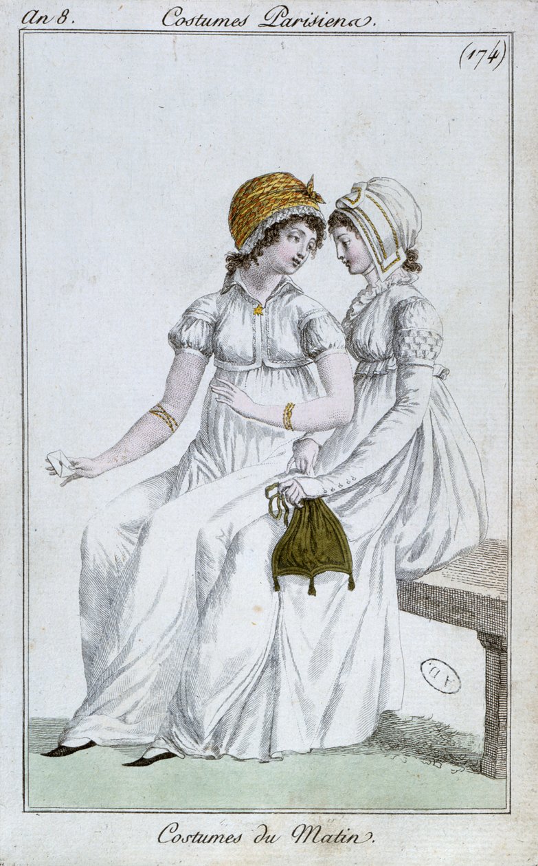 Reggeli ruha, divattányér a Costumes Parisiens-től, 1800 alkotó: French School
