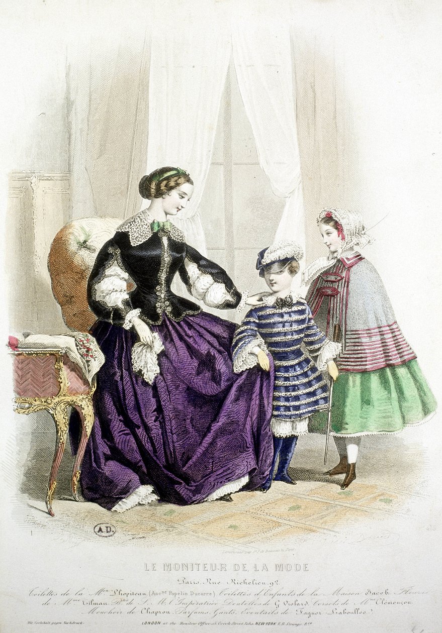 Anya és gyermekei - a „” The Fashion Monitor”-ban, 19. század közepe alkotó: French School