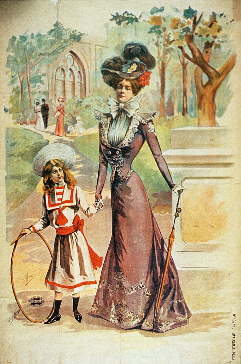 Anya és lánya sétálnak alkotó: French School