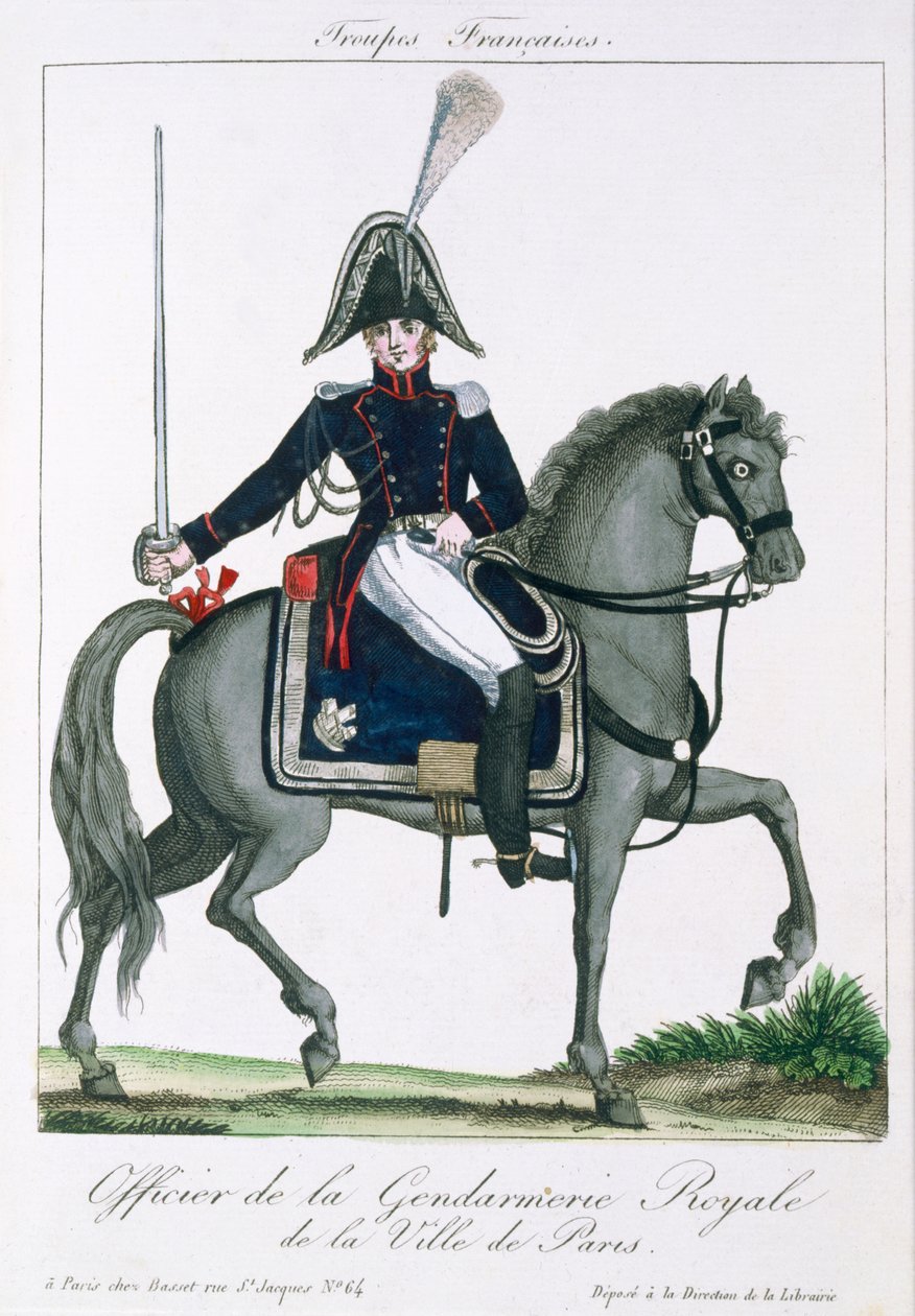 A Párizsi Királyi Csendőrség lovas tisztje, 1790 körül alkotó: French School