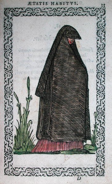 Gyászruhák Bayonne-ból, illusztráció egy Antwerpenben megjelent, jelmezekről szóló könyvből alkotó: French School