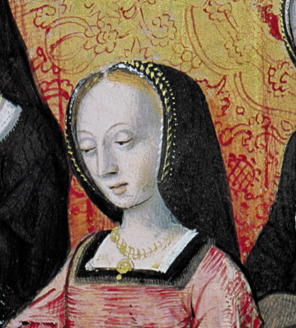 Ms.17 fol.1 A szerző felajánlja könyvét Anne of Bretagne-nak (1477-1514) a Vie des Femmes Celebresből, 1505 körül (153785 részlet) alkotó: French School