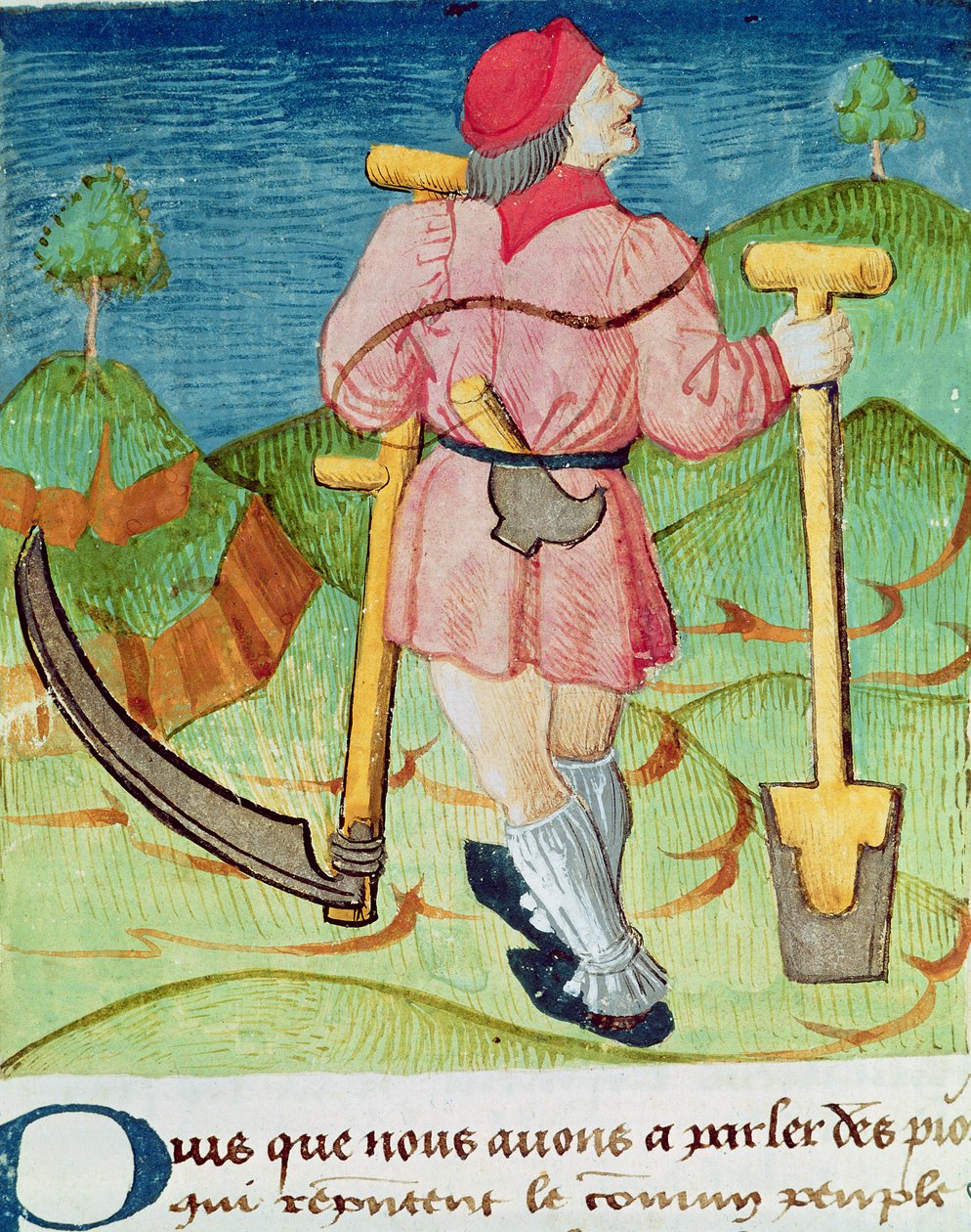 Ms.3066 fol.39v A munkás, a Le Livre des echecs moralisesből, Jacques de Cessoles alkotó: French School