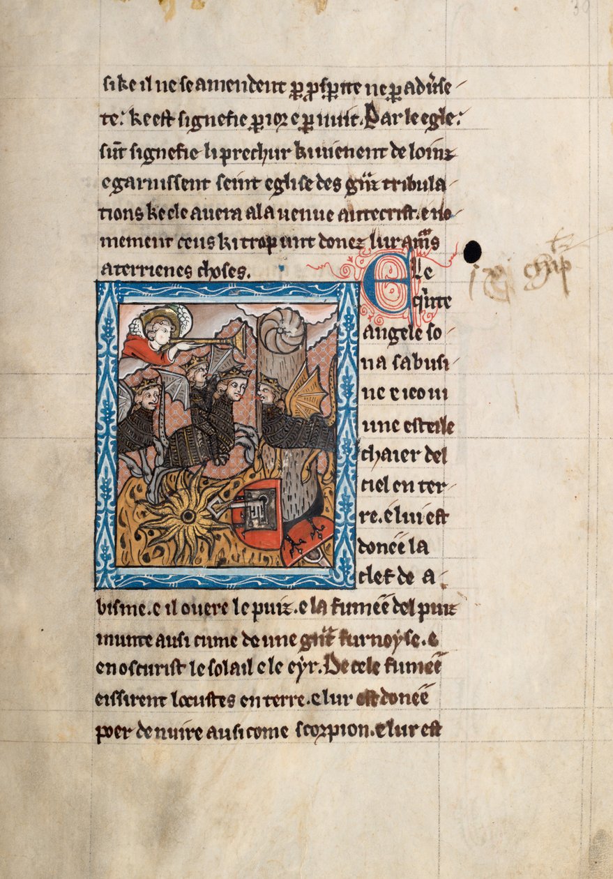 Ms65 f30r, Kommentár Szent János apokalipsziséhez, 13. század vége (toll, tinta és tempera pergamen) alkotó: French School