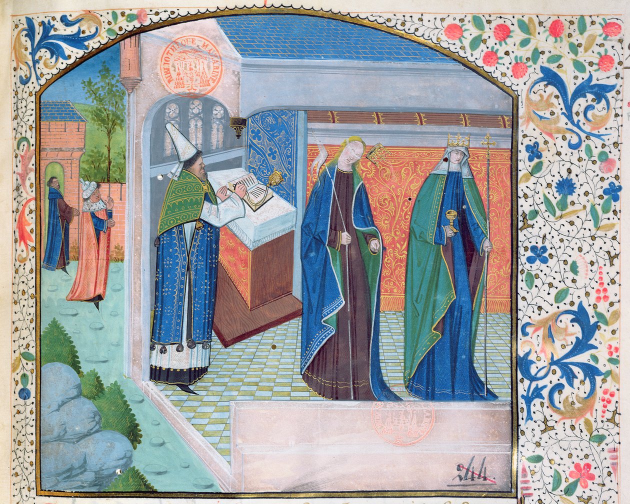 Ms 0338 f.1 A templom és a zsinagóga, 1465-70 körül alkotó: French School