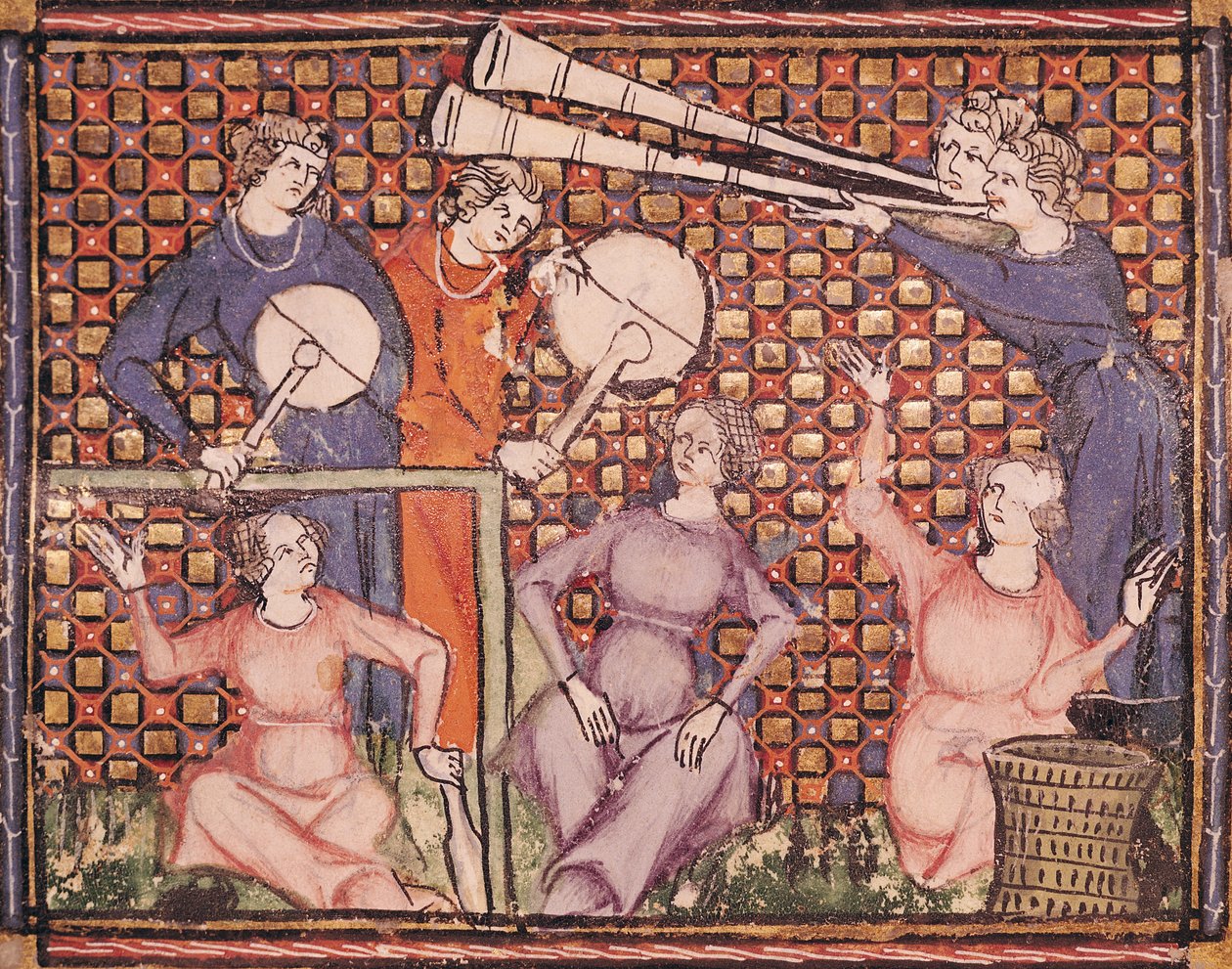 Ms 1044 fol.103v Musicians, az Ovide Moralise-ból, írta Chretien Legouais alkotó: French School