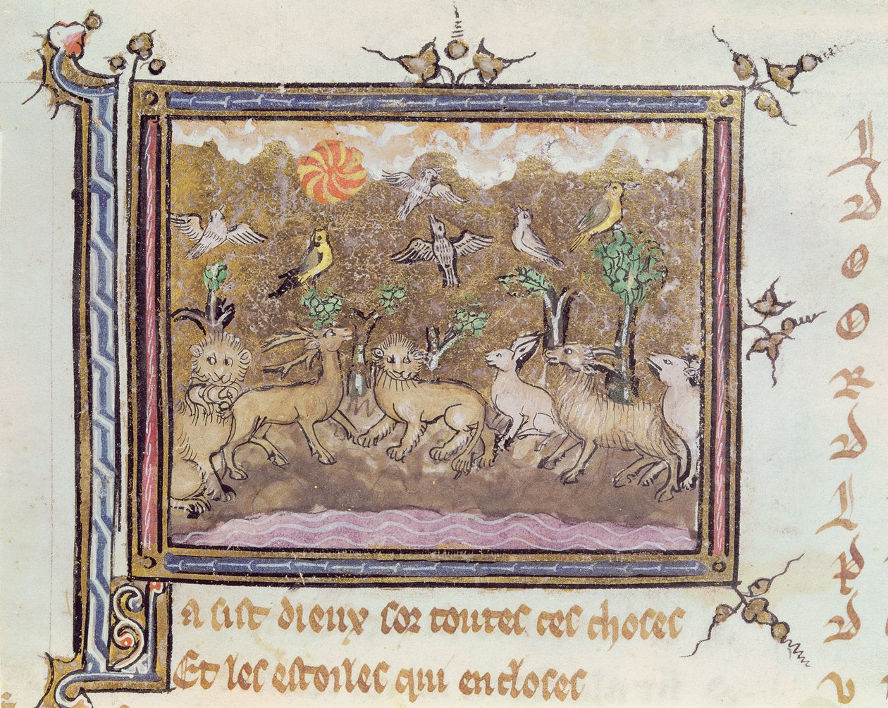 Ms 1044 fol.18 The Creation of the Animals, Ovide Moralise írta Chretien Legouais alkotó: French School