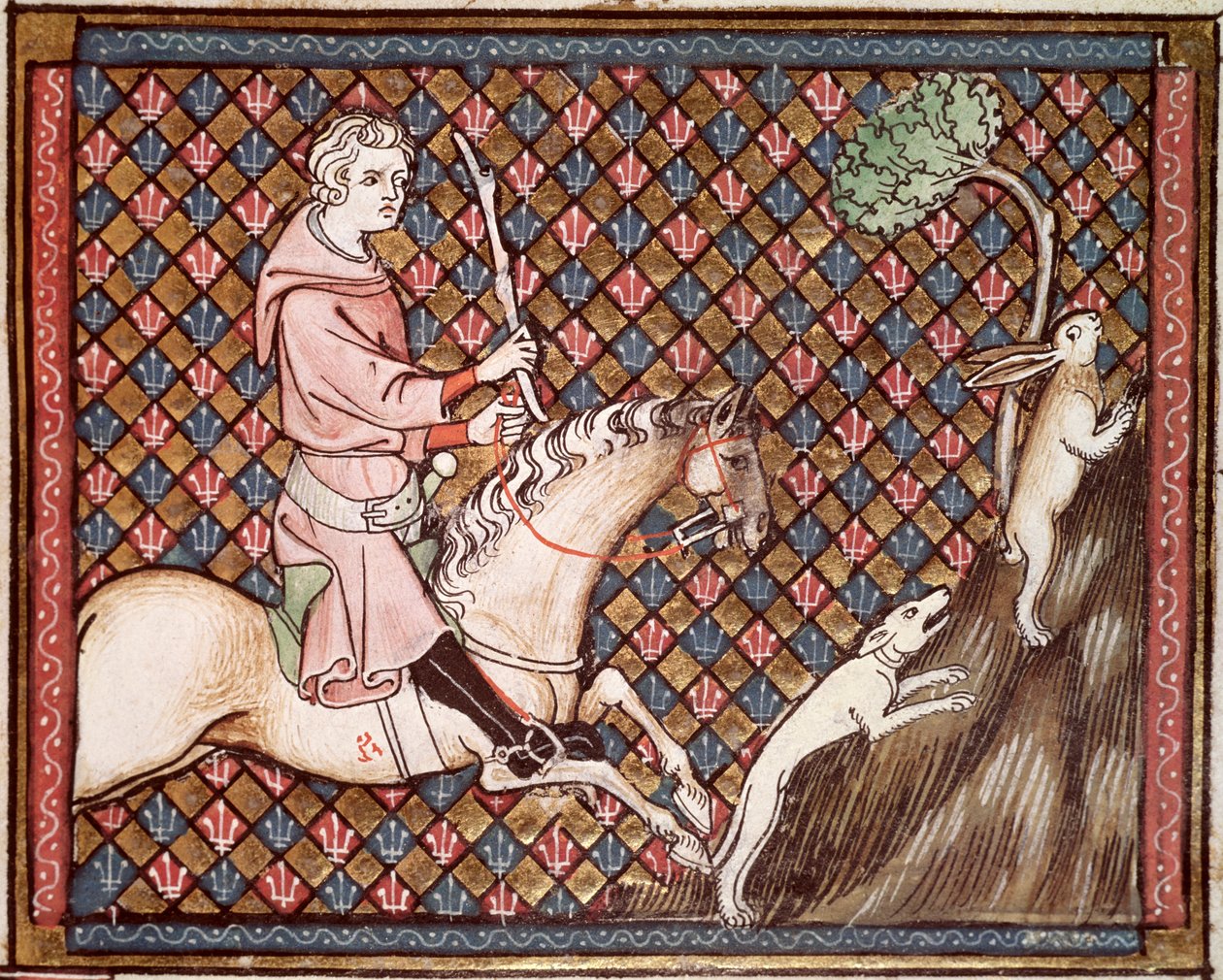 Ms 1044 fol.76 Nyulak vadászata, az Ovide Moralise-ból, írta Chretien Legouais alkotó: French School