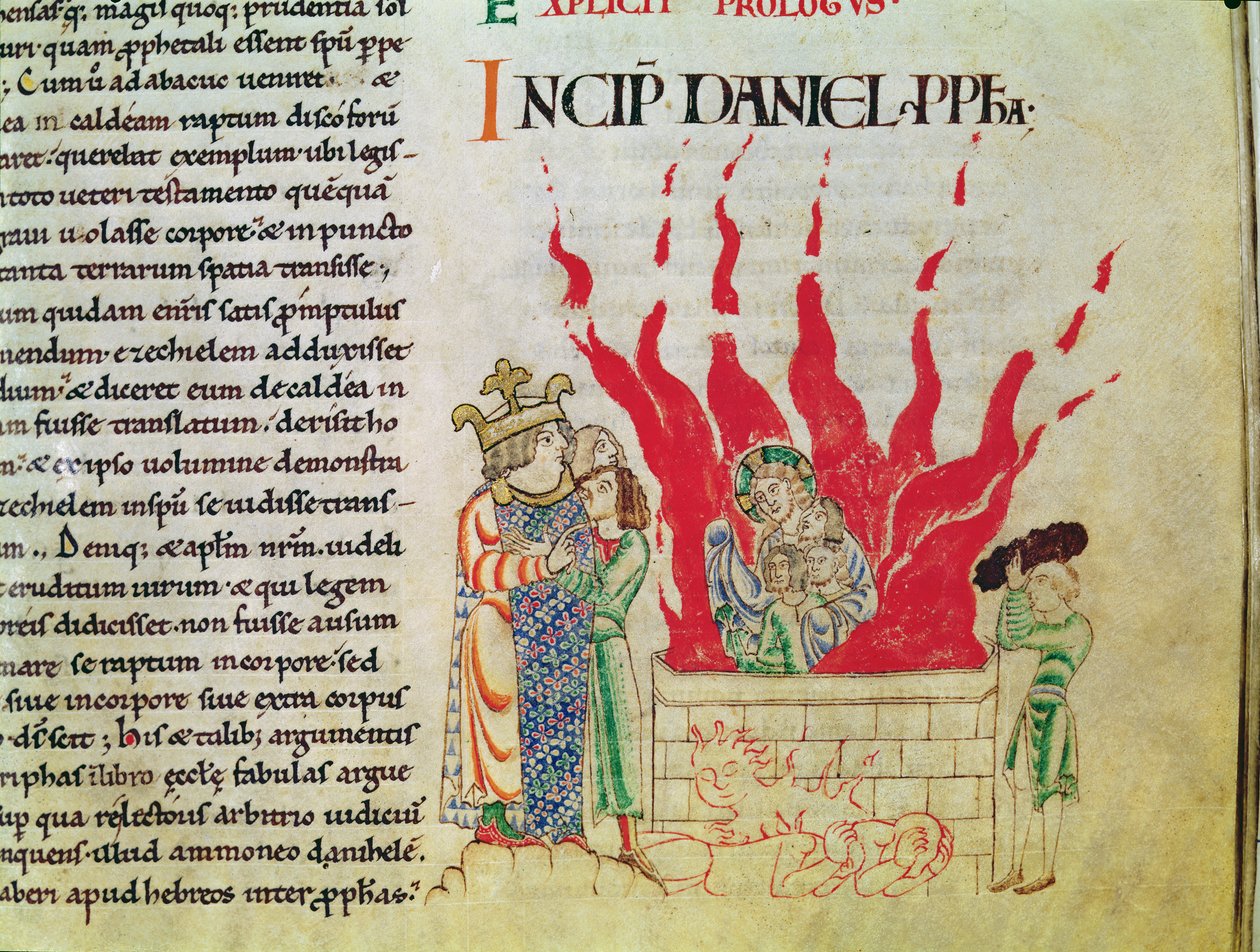 Ms 12-15 t.3 f.64 A gyerekek a kemencében, Etienne Harding Bibliájából alkotó: French School