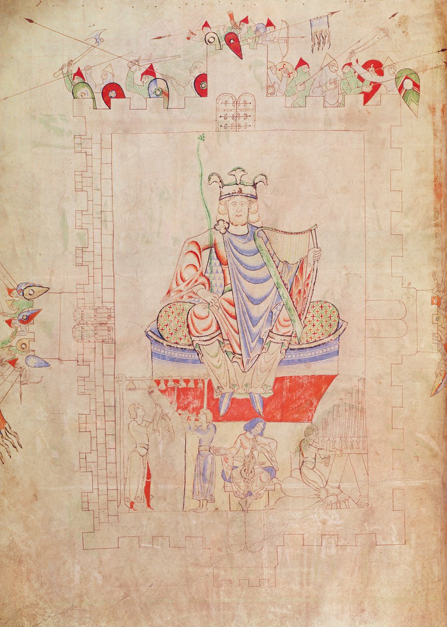 Ms. 1215 t.3 fol.13v Dávid király felségében Jeruzsálem központjában, 1109 alkotó: French School