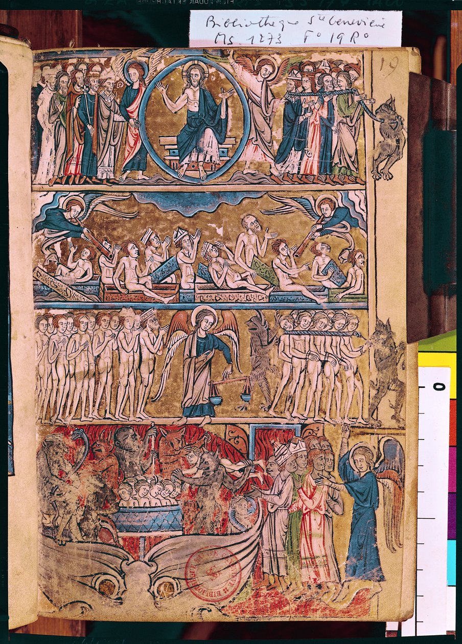 Ms 1273 f.19r Az utolsó ítélet, egy zsoltárból alkotó: French School