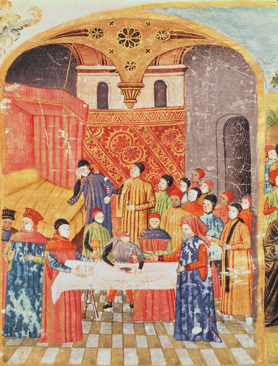 Ms 1335 f.219 Nagy Sándor holttestének boncolása a Vie dAlexandre le Grandból alkotó: French School