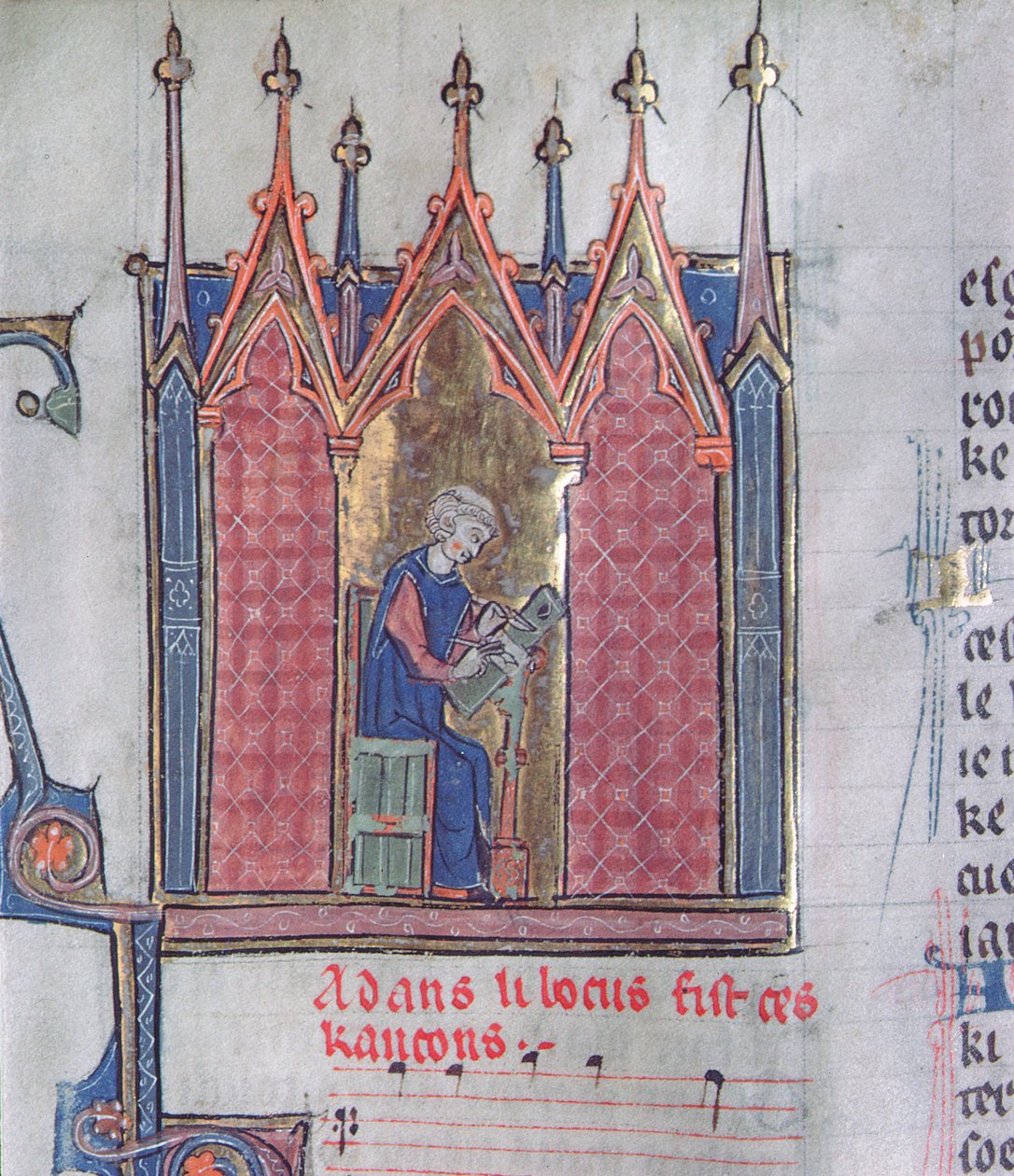 Ms 139 fol.142v Adam de la Halle, a Chansonnier dArras alkotó: French School