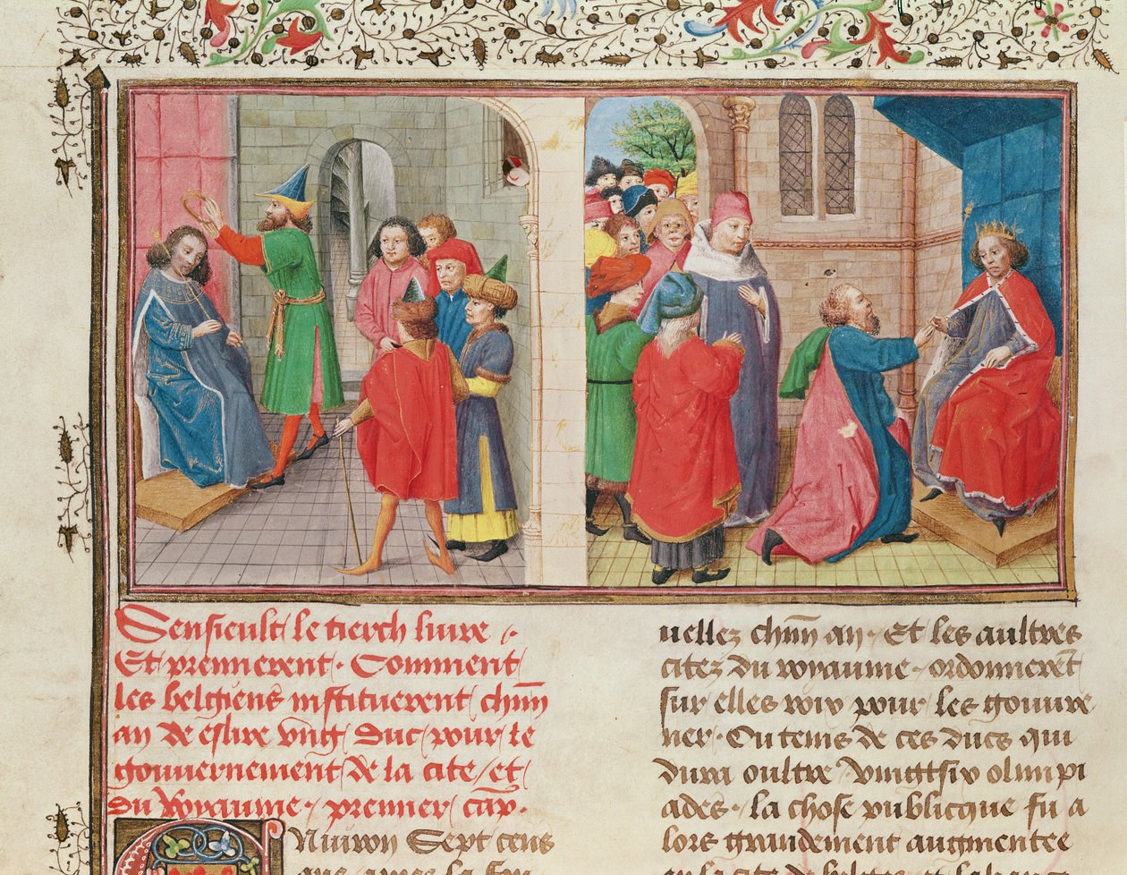Ms 149 t.1 fol.108v Hogyan választanak herceget a belgák a Histoire des Nobles Princes de Hainaut-ból, Jacques de Guise alkotó: French School