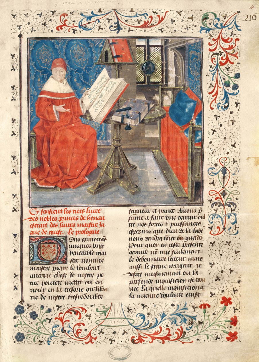 Ms 149 t.1 fol.4 A szerző portréja, a Histoire des Nobles Princes de Hainaut, Jacques de Guise alkotó: French School