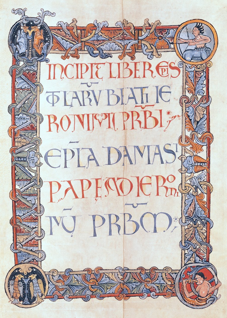 Ms 154 fol.3 Szövegoldal virágos szegéllyel, Szent Jeromos leveleiből alkotó: French School