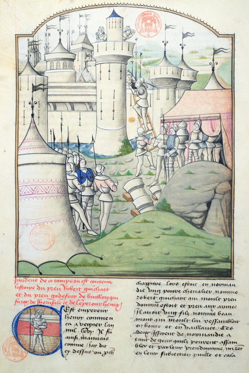 Ms 1560 Jeruzsálem elfoglalása 1099-ben Godfrey de Bouillon és a keresztesek által az első keresztes hadjárat során, miniatűr a Fleur des Histoires-ból alkotó: French School