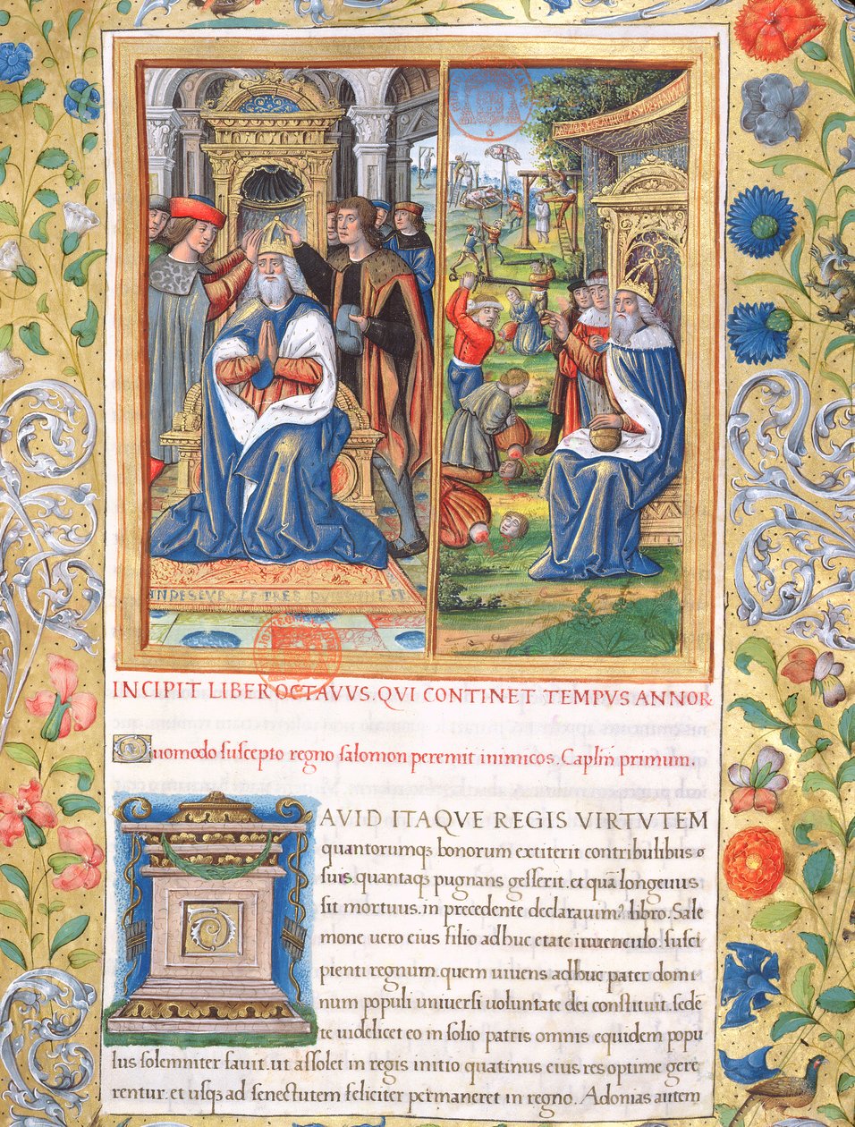 Ms. 1581 f. 154 Illusztráció a VIII. könyvből (Dávid halálától Akháb haláláig), Flavius Josephus A zsidók régiségei (Antiquitates Judaicae) 1. fejezete – Hogyan Salamon, amikor alkotó: French School