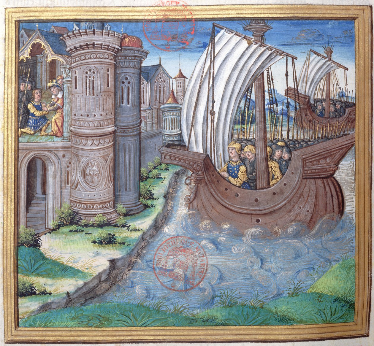 Ms. 1581 f. 326v Illusztráció a XVI. könyvből (A templom befejezésétől Heródestől Sándor és Arisztobulosz haláláig), Fl: A zsidók régiségei (Antiquitates Judaicae) 1. fejezete alkotó: French School