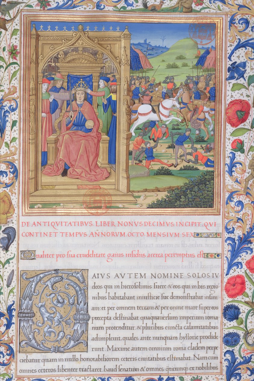 Ms. 1581 f. 371v Illusztráció a XIX. könyvből (A zsidók távozásától Babilonból Fadusig, a római ügyészig), Flavius Jos A zsidók régiségei (Antiquitates Judaicae) 1. fejezetéből alkotó: French School