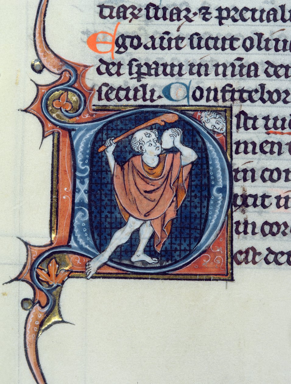 Ms 15 fol.236v Bolond, aki követ és rudat tart alkotó: French School