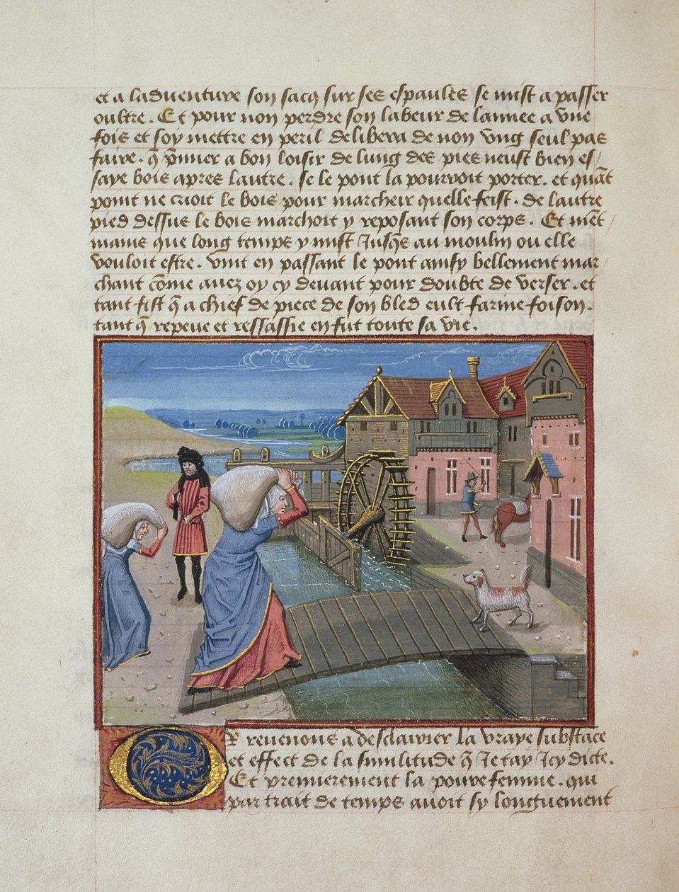 Ms 165 fol.48v A Watermill, Rene dAnjou instruction dun Jeune Prince, 1465-68 körül alkotó: French School
