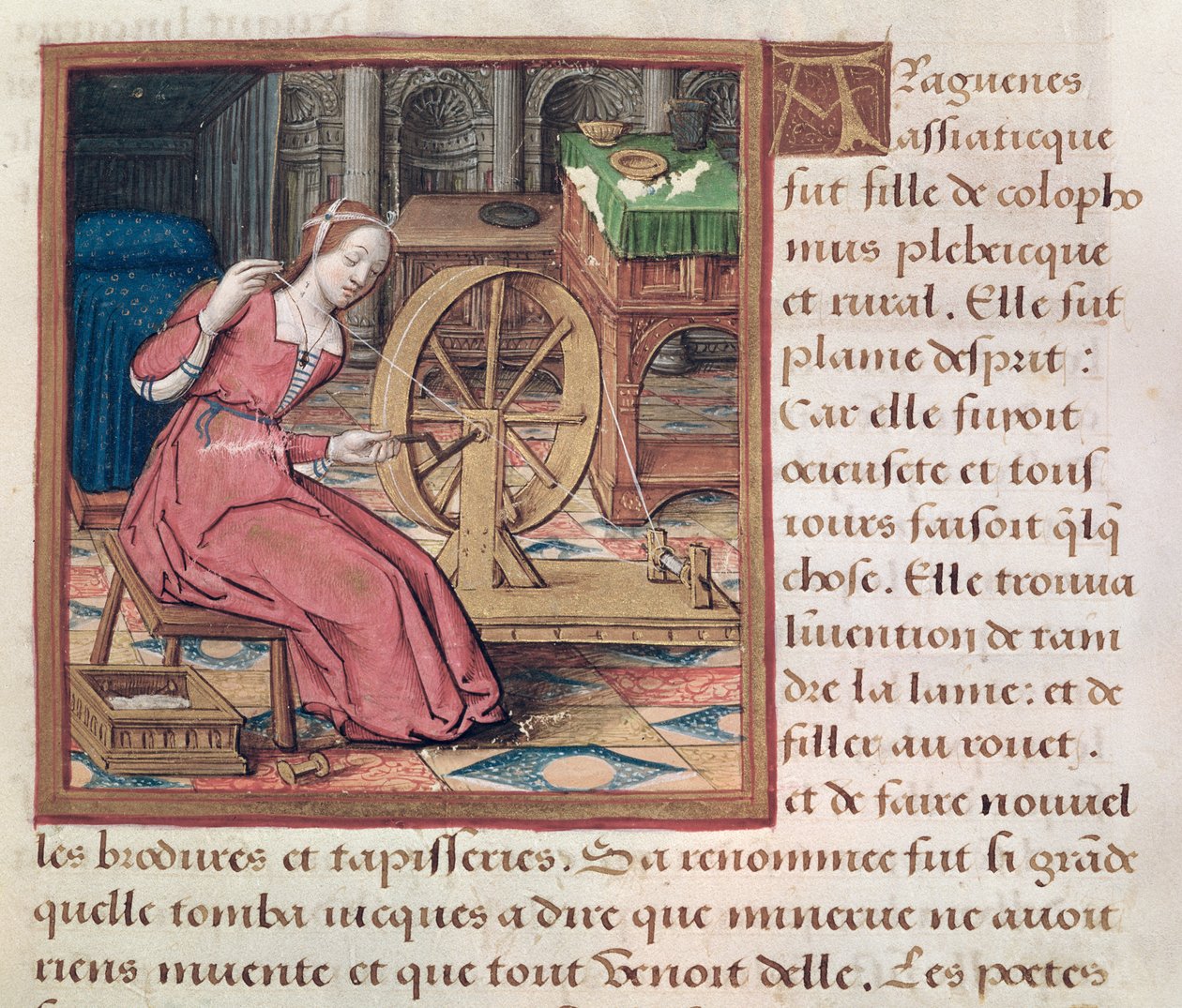 Ms 17 Arachne, a Híres nők életéből, 1505 körül alkotó: French School