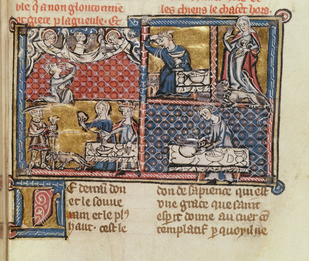 Ms 1895 fol.149 Oldal egy könyvből a francia bűnök és erények ellen alkotó: French School