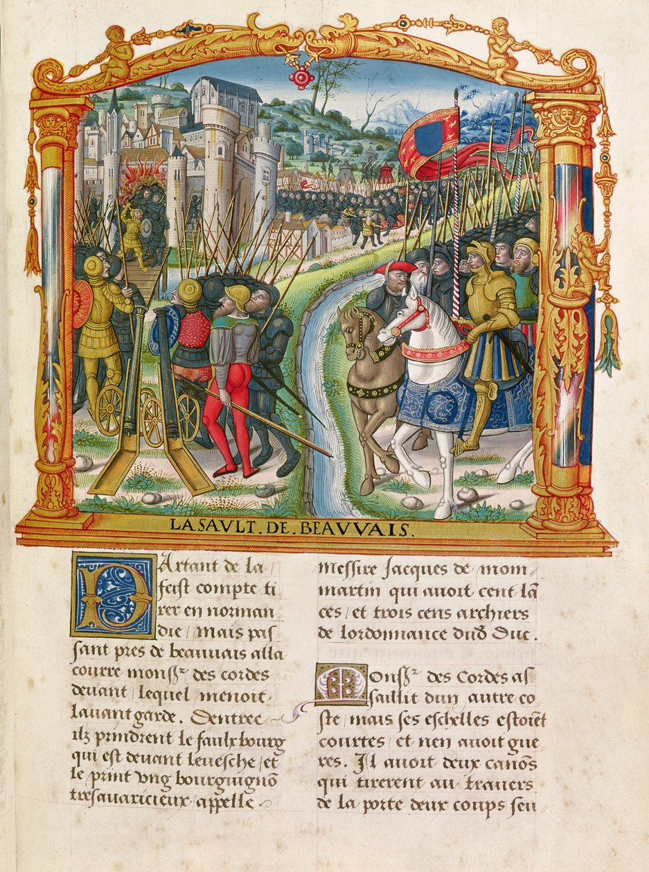 Ms 18 f.92r Beauvais ostroma, Charles le Temeraire, Burgundia hercege, 1472. június 27., Philippe of Commines (1445-1509) emlékirataiból alkotó: French School