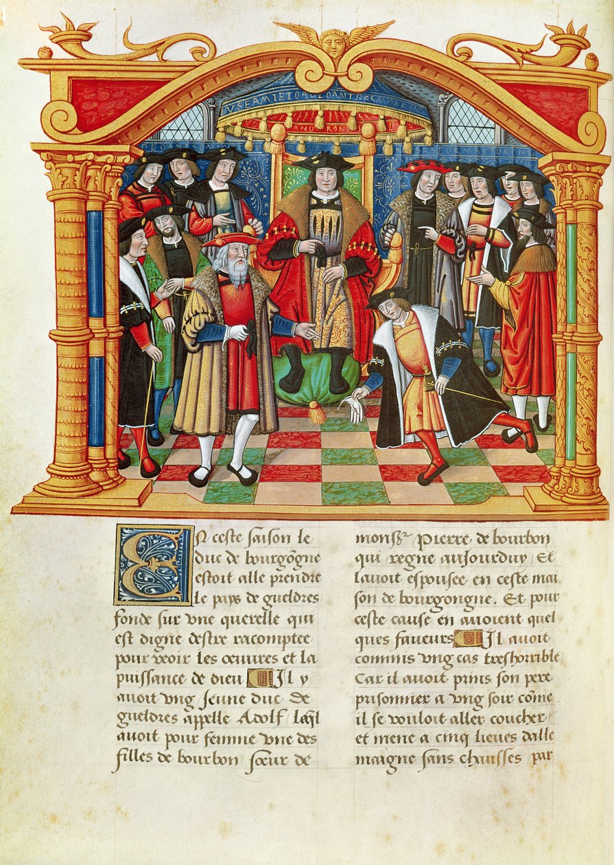 Ms 18 fol.99v Adolphe de Gueldres, Philippe of Commines emlékirataiból (1445-1509) alkotó: French School