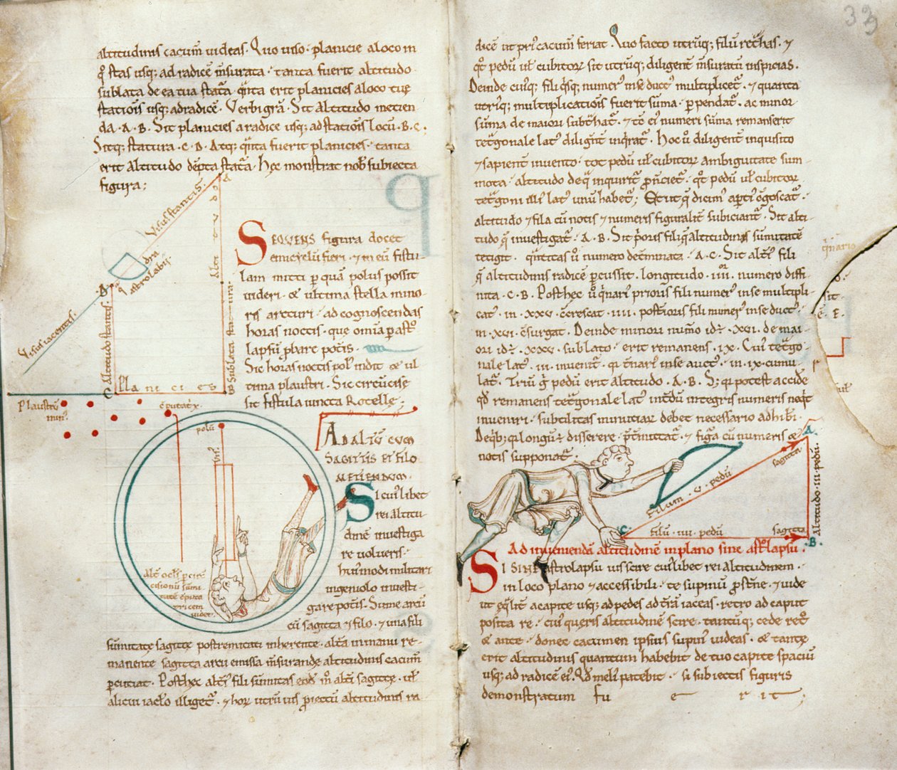 Ms 235 f.32 & 33 Geometry, a Traite dAstronomie-ból alkotó: French School