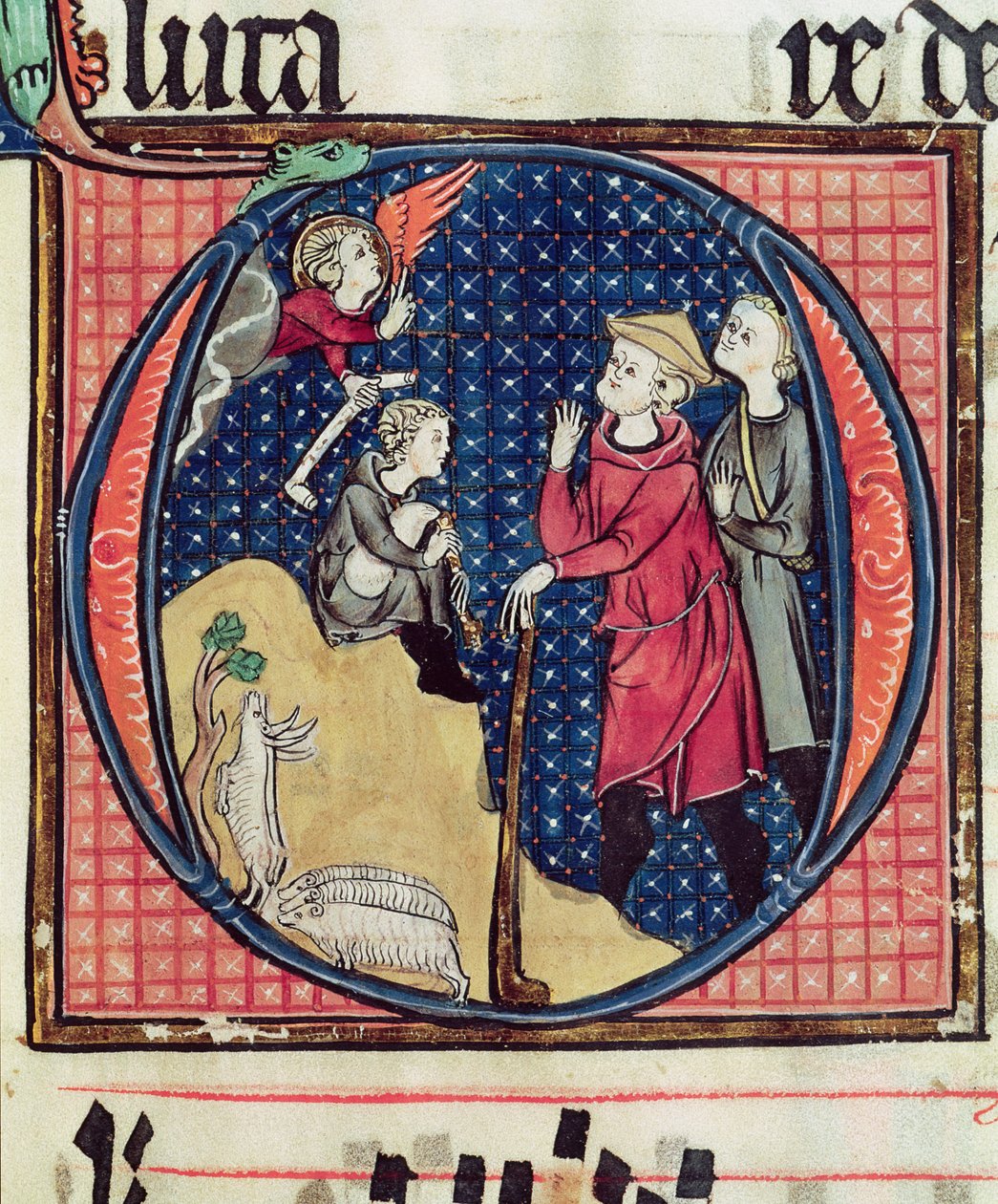 Ms 240 fol.16 Angyali üdvözlet a pásztoroknak, antifonálból, 1257 alkotó: French School