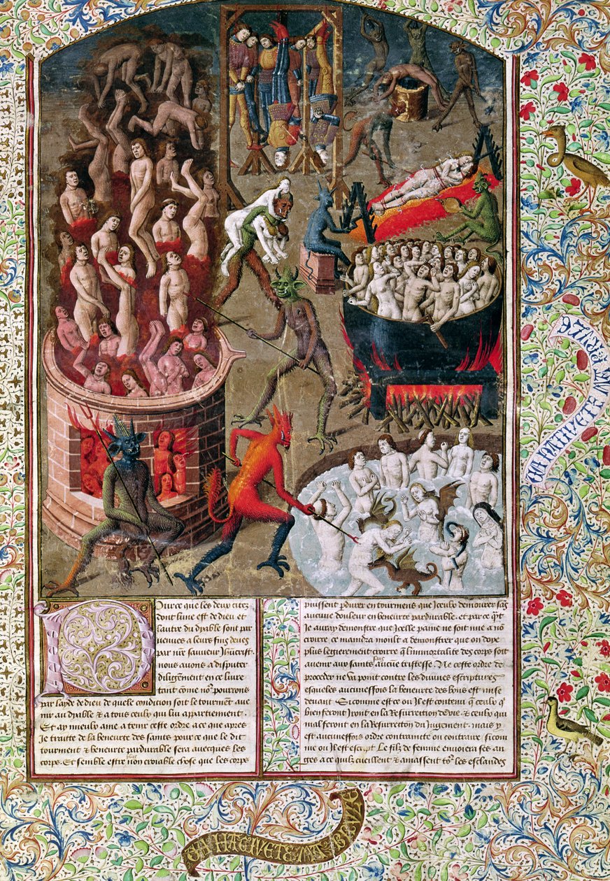 Ms 246 f.383r Hell, Hippói Szent Ágoston (354-430) De Civitate Dei francia fordításából alkotó: French School