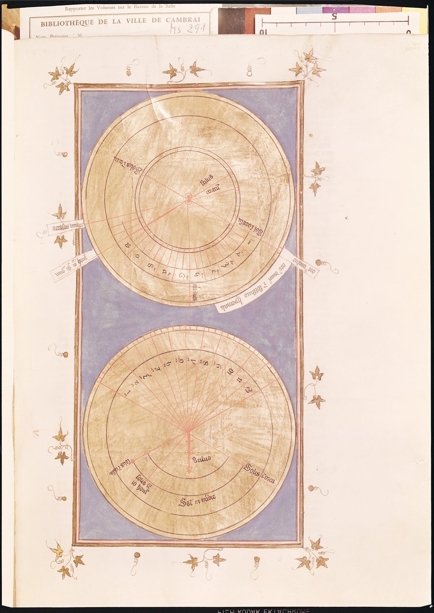 Ms 291 Tome 2 fol.297r Ezékiás csodájának napórája, Nicolas de Lyre (1270-1349) „Postilles sur la Bible” című könyvéből alkotó: French School