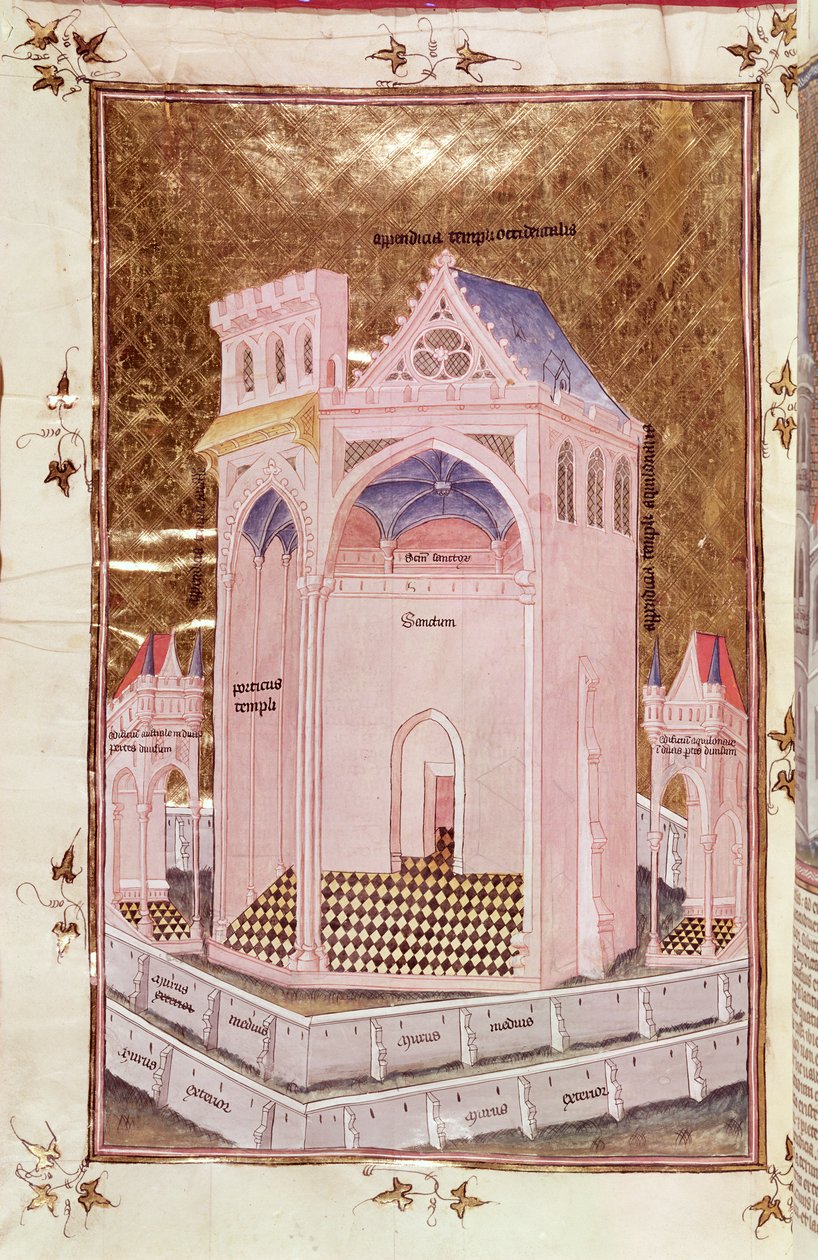Ms 292 Tome 3 fol.214v The Temple of Jerusalem, Postilles sur la Bible, Nicolas de Lyre alkotó: French School
