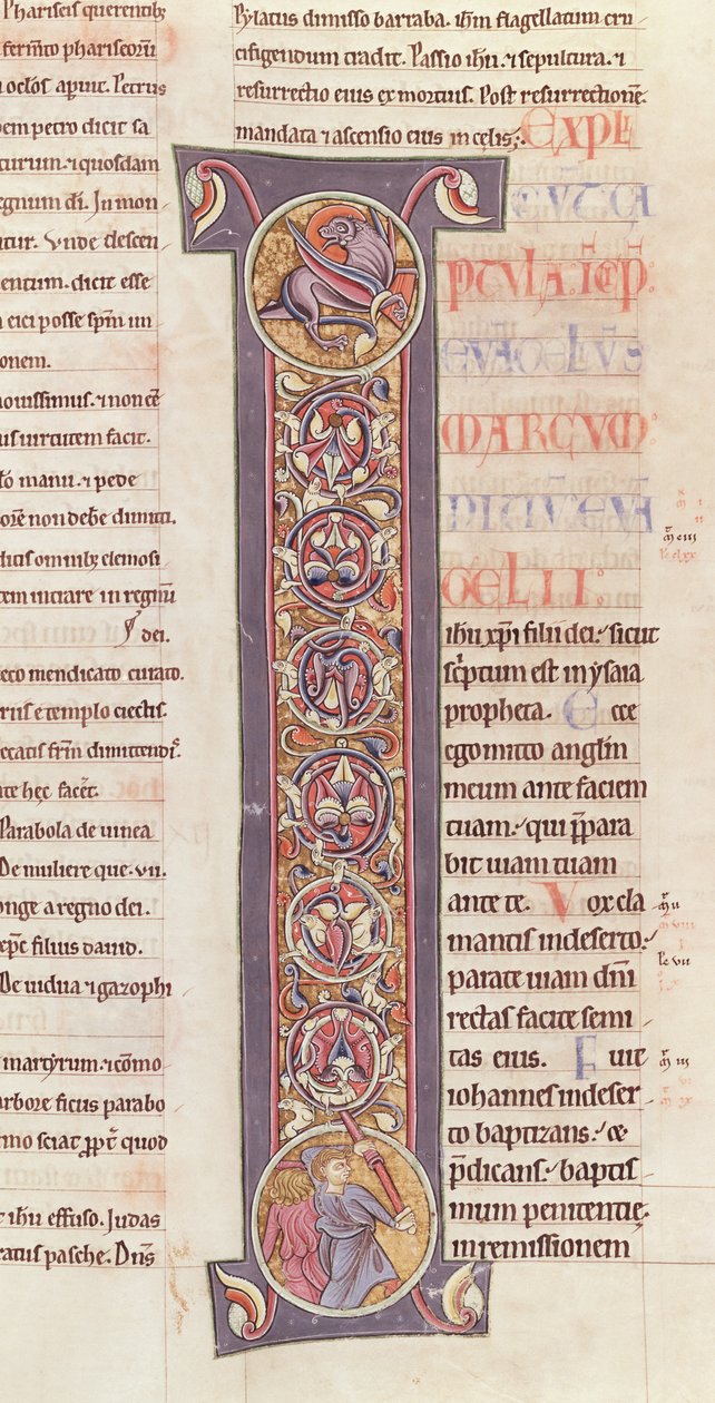 Ms 2 fol.175 t.2 Szent Márk evangéliuma, a Saint-Andre aux-Bois kolostor Bibliájából alkotó: French School