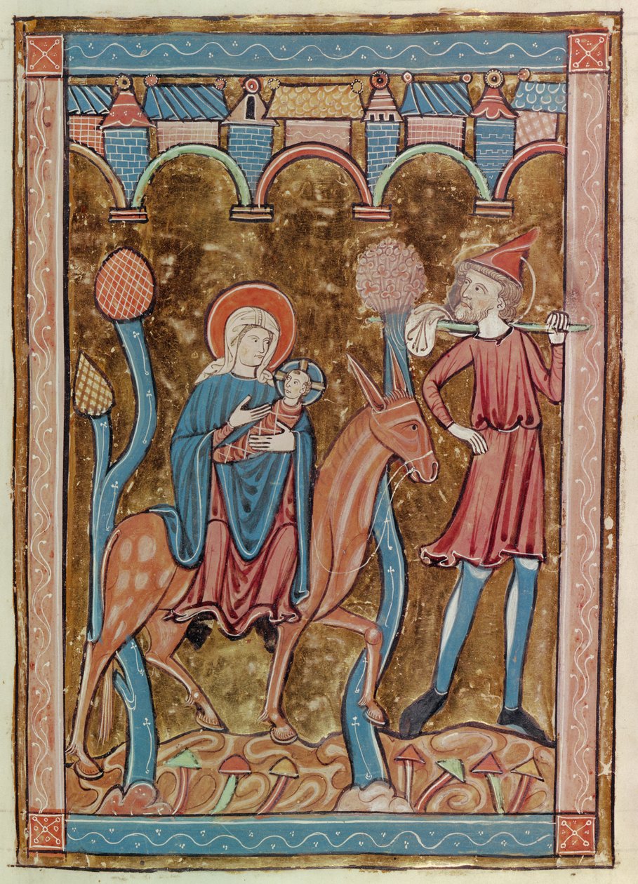 Ms 3016 fol.12 Repülés Egyiptomba, Psautier a lUsage de Parisból alkotó: French School