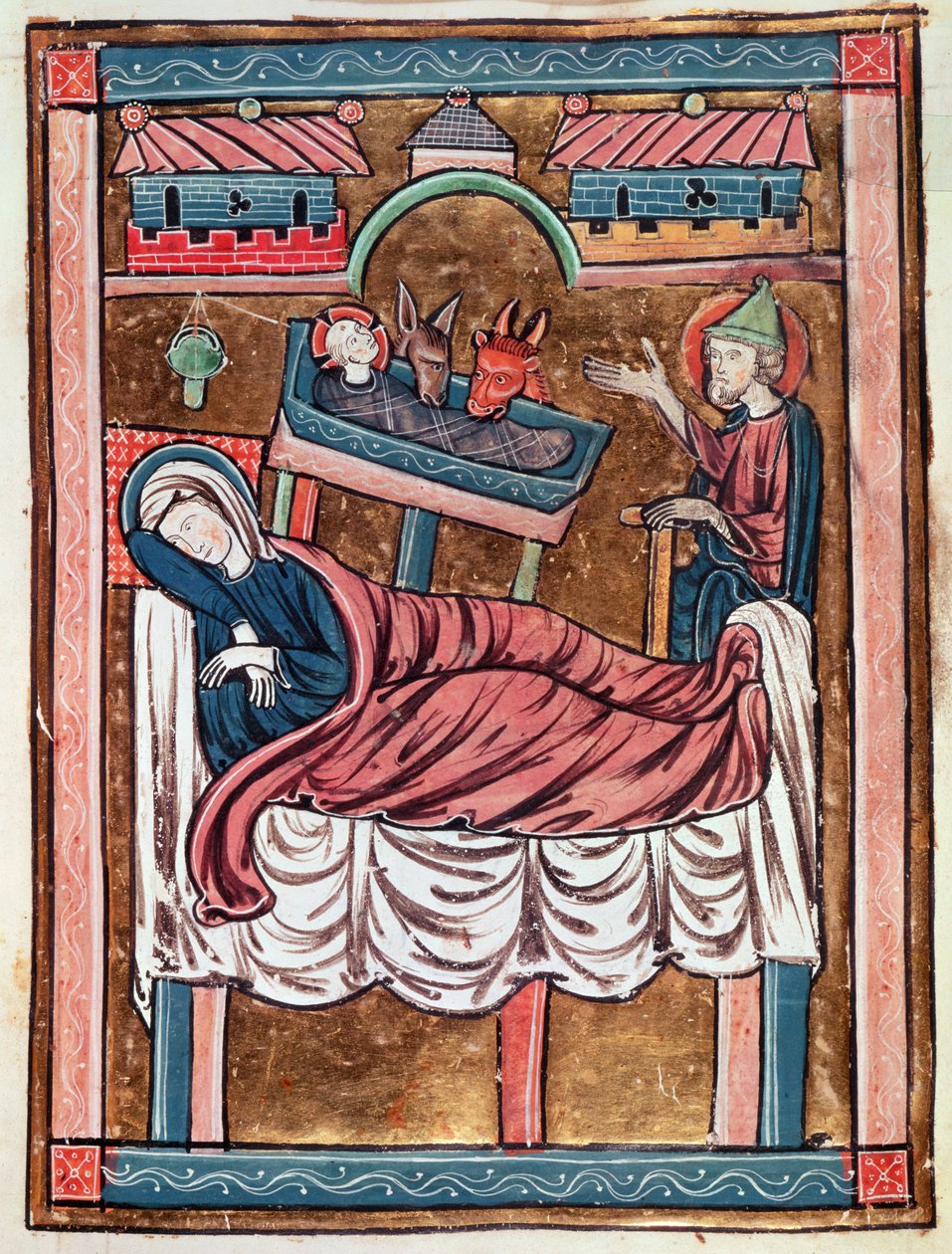 Ms 3016 fol.8 A születés, a Psautier a lUsage de Parisból alkotó: French School