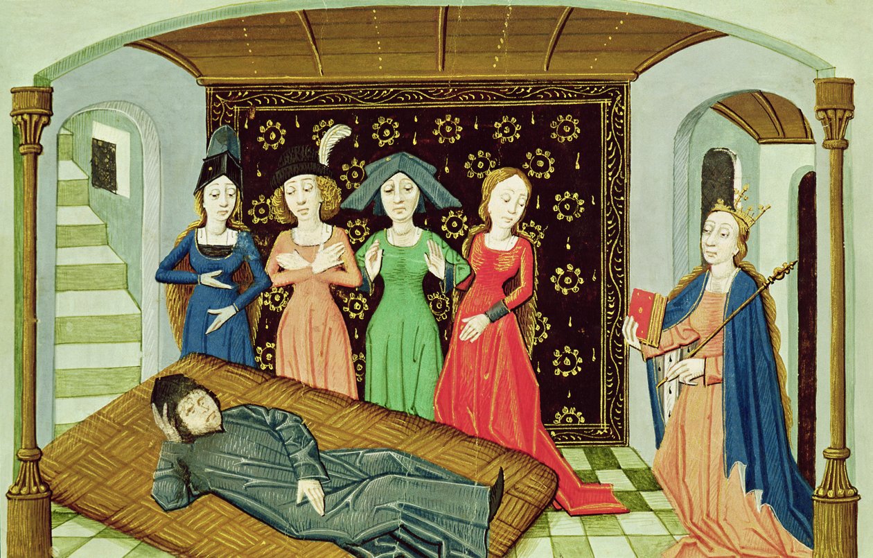 Ms 3045 f.3 Boethius, A filozófia és a múzsák, A filozófia vigaszából alkotó: French School