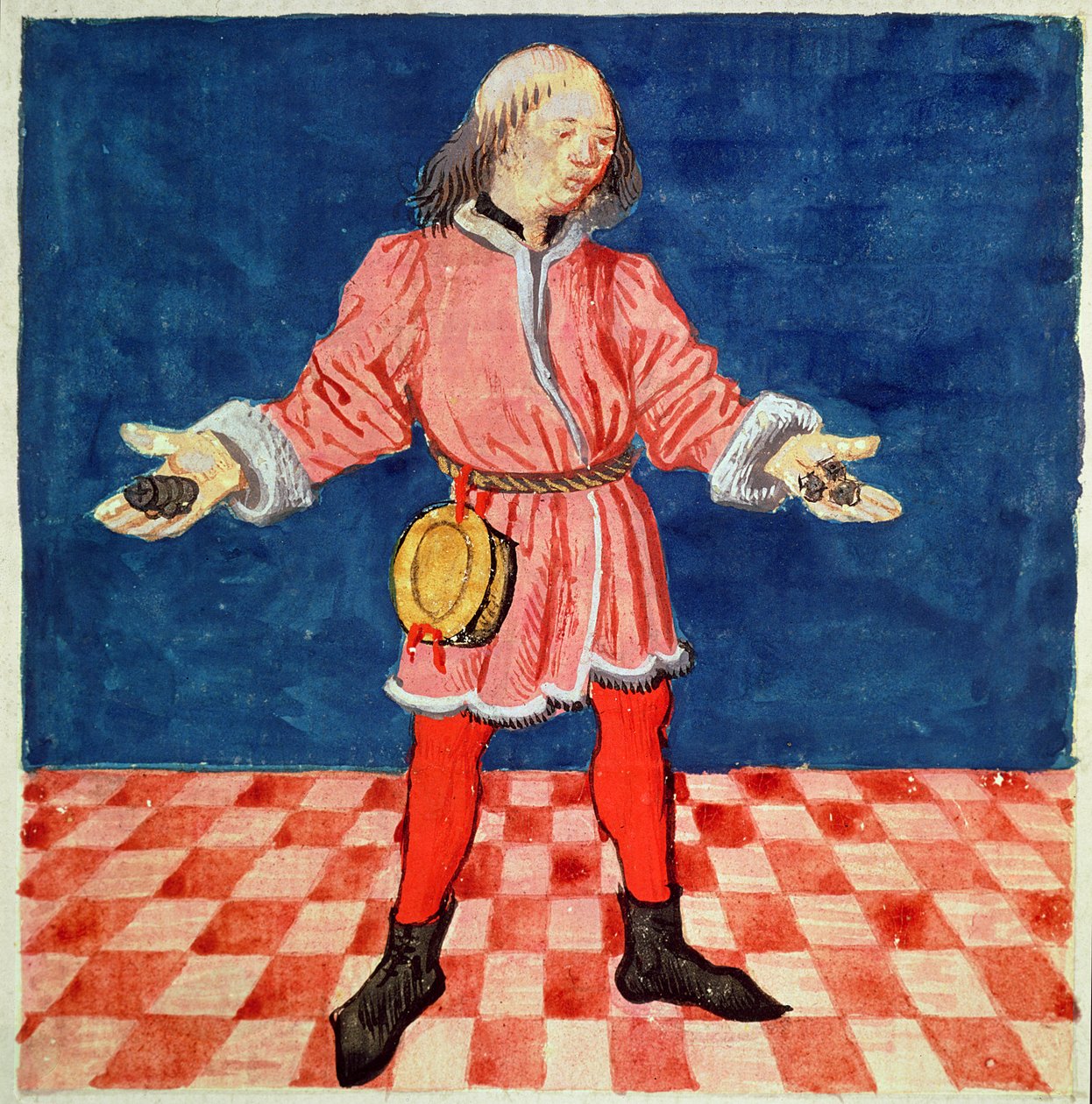 Ms. 3066 fol. 64v The Dice Thrower, a Le Livre des echecs moralisesből, Jacques de Cessoles alkotó: French School