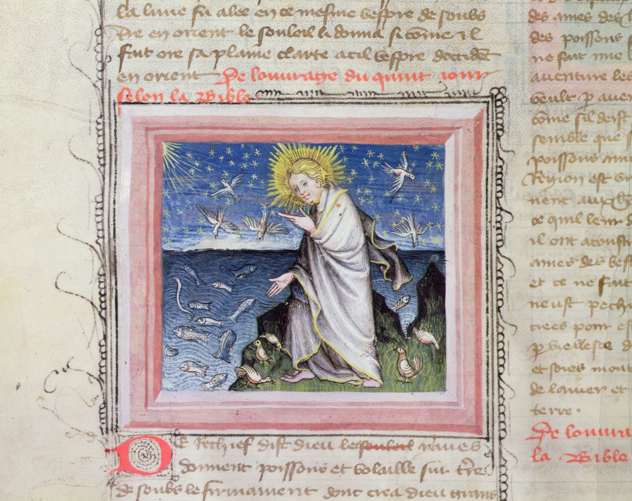 Ms 313 Az állatok teremtése, a Bible des Grands Augustins-ból alkotó: French School