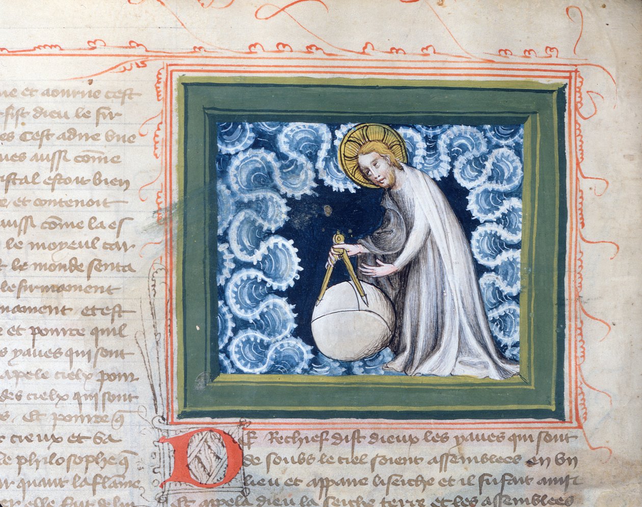 Ms 313 Isten teremti a világot, miniatűr a Bible des Grands Augustinsból, 1494 alkotó: French School
